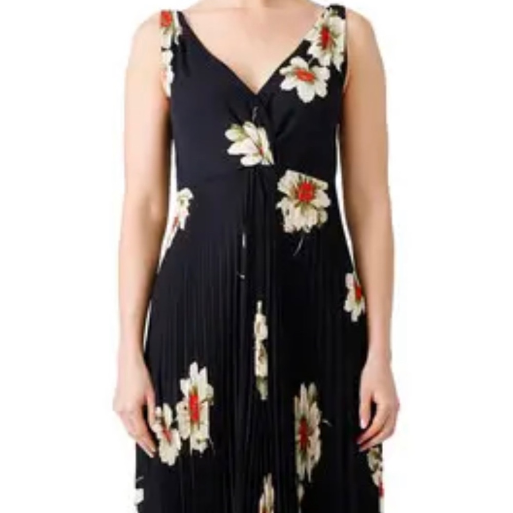 Vince Gardenia Floral Pleated Twist Front Dress 6